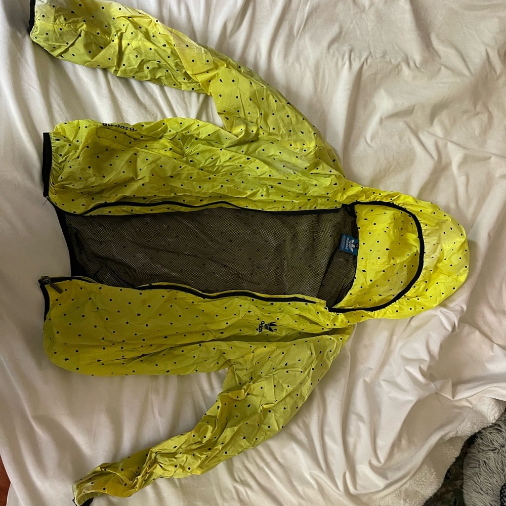 Rare Adidas Originals Windbreaker Jacket – Yellow Polka Dot – Mesh Lined